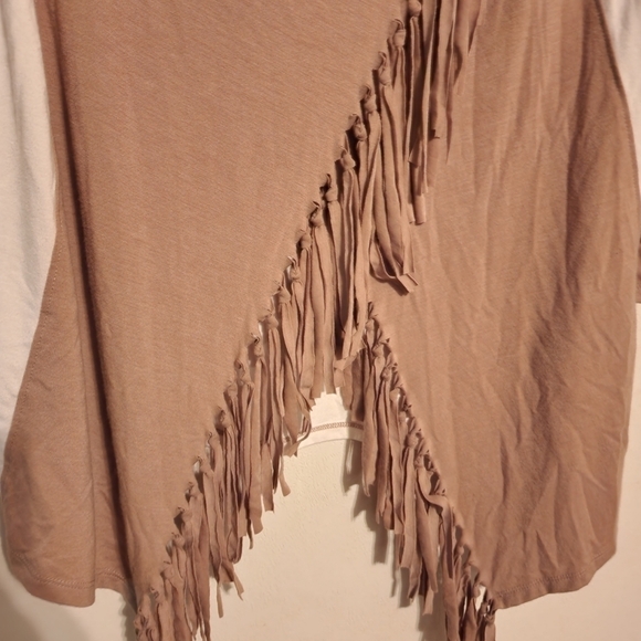 Serena Williams Fringe Cardigan Ivory Sand Size M - Picture 8 of 11